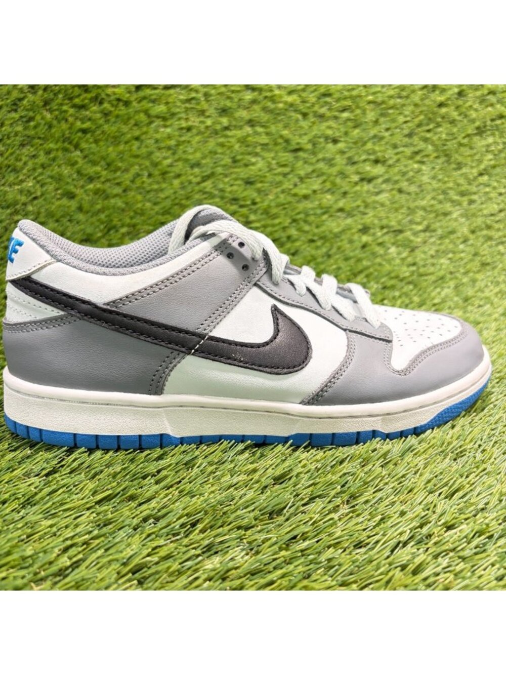 Nike Dunk Low Boys Size 6Y Cool Gray White Black Athletic Leather Shoes Sneakers